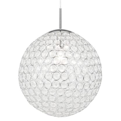 Lampa wisząca KONDA Globo styl glamour kryształ chrom tworzywo sztuczne kryształki akrylowe