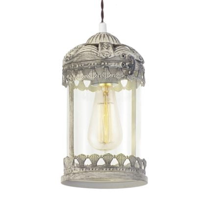 Lampa wisząca LANGHAM Eglo styl prowansalski shabby stal nierdzewna szkło brązowy patyna przeźroczysty 49203