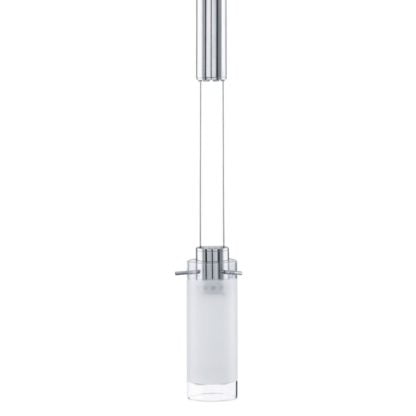 Lampa wisząca LED AGGIUS 1 Eglo styl nowoczesny stal nierdzewna szkło satynowane chrom biały przeźroczysty 91545