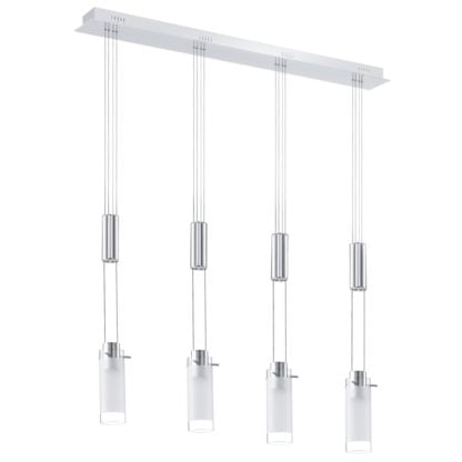 Lampa wisząca LED AGGIUS 4 Eglo styl nowoczesny stal nierdzewna szkło satynowane chrom biały przeźroczysty 91546