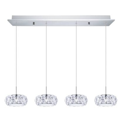 Lampa wisząca LED CORLIANO 4 Eglo styl glamour kryształ stal szlachetna kryształ chrom przeźroczysty 39007
