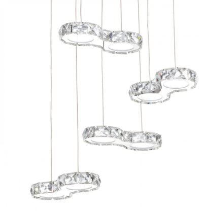 Lampa wisząca LED CORLIANO 8 Eglo styl glamour kryształ stal szlachetna kryształ chrom przeźroczysty 39013