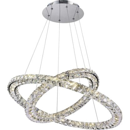 Lampa wisząca LED MARILYN I Globo styl glamour kryształ chrom kryształ k9 chrom srebrny 67037-60