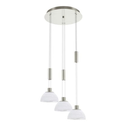 Lampa wisząca LED MONTEFIO 3 Eglo styl nowoczesny stal szlachetna szkło alabastrowe nikiel biały 93467