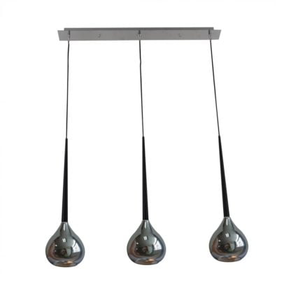 Lampa wisząca LIBRA ZUMALINE styl szkło metal czarny srebrny MD2128B-3S