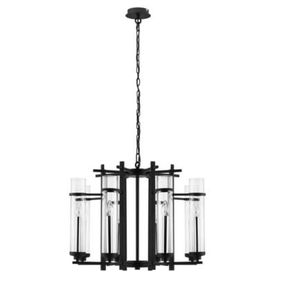 Lampa wisząca LINDALE VIII Eglo styl art deco metal szkło czarny przeźroczysty 33103