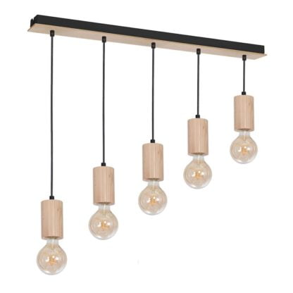 Lampa wisząca LINES MILAGRO styl minimalistyczny drewno metal czarny drewniany MLP8827