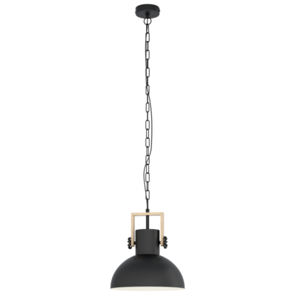 Lampa wisząca LUBENHAM EGLO styl industrialny stal drewno czarny 43162