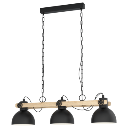 Lampa wisząca LUBENHAM EGLO styl industrialny stal drewno czarny 43163