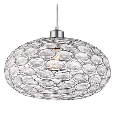 Lampa wisząca MEGI Globo styl glamour kryształ chrom tworzywo sztuczne kryształki akrylowe chrom srebrny 16036