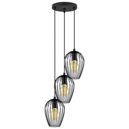 Lampa wisząca NEWTOWN 3 Eglo styl retro vintage stal nierdzewna czarny 49479