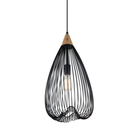 Lampa wisząca NUKA Italux styl industrialny stal drewno czarny MDM-2855/1 BK