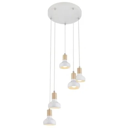 Lampa wisząca PUERTO CANDELLUX 5X40W E14 styl nowowczesny stal lakierowana biały 35-62772