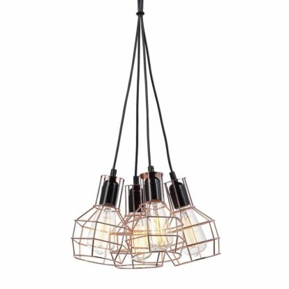 Lampa wisząca Perifo 4 Italux styl industrialny stal miedziany czarny MDM-2272/4 BK+COP