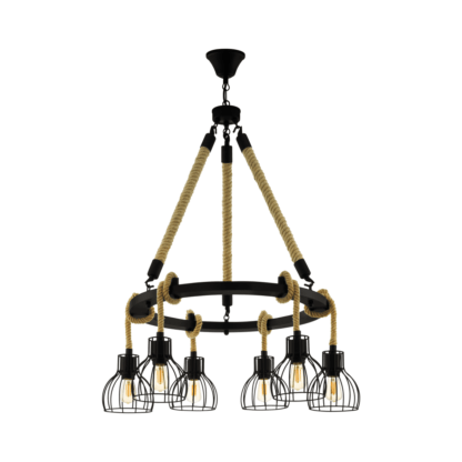 Lampa wisząca RAMPSIDE EGLO styl industrialny stal drewno czarny brązowy 43194