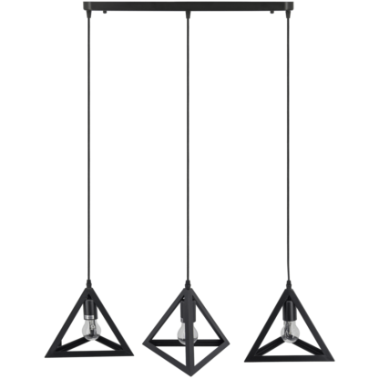 Lampa wisząca ROMB 3 ELEM styl skandynawski metal czarny 6804/3 BLACK