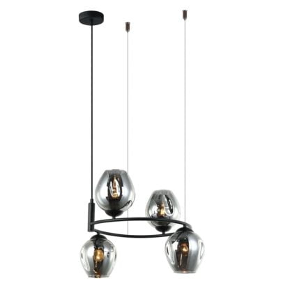 Lampa wisząca Roxane ITALUX styl nowoczesny stal szkło przydymione czarny MDM-4045-4 BK+SG