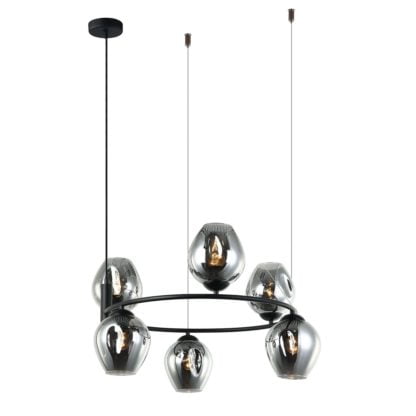 Lampa wisząca Roxane ITALUX styl nowoczesny stal szkło przydymione czarny MDM-4045-6 BK+SG