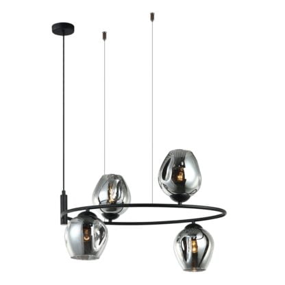 Lampa wisząca Roxane ITALUX styl nowoczesny stal szkło przydymione czarny MDM-4046-4 BK+SG