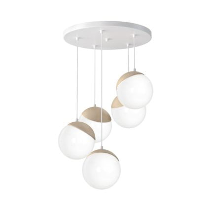 Lampa wisząca SFERA MILAGRO styl minimalistyczny metal drewno biały MLP5426