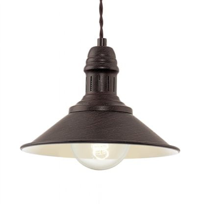 Lampa wisząca STOCKBURY 1 Eglo styl retro vintage stal nierdzewna antyczny brązowy beżowy 49455