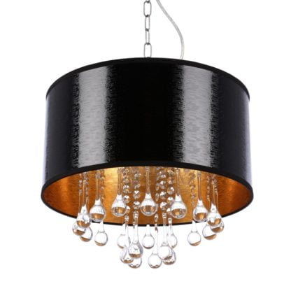 Lampa wisząca Sasha Italux styl nowoczesny metal tworzywo sztuczne szkło kryształ chrom czarny MDM2028/3
