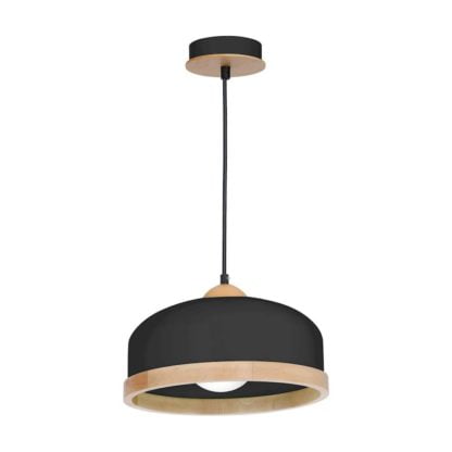 Lampa wisząca Studio Black MILAGRO styl skandynawski nowoczesny metal drewno czarny MLP8851