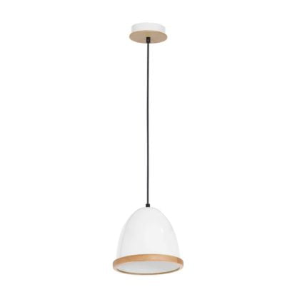 Lampa wisząca Studio White MILAGRO styl skandynawski nowoczesny metal drewno biały MLP8849