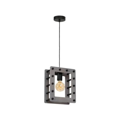 Lampa wisząca THEO MILAGRO styl industrialny drewno metal czarny szary MLP3753