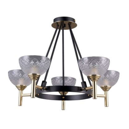 Lampa wisząca Tomasso ITALUX styl nowoczesny czarny złoty stal kryształ PNPL-43027-5