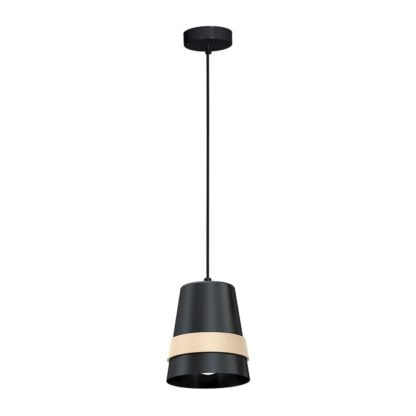 Lampa wisząca VENEZIA BLACK MILAGRO styl skandynawski minimalistyczny metal drewno czarny MLP5450