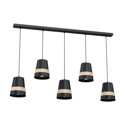 Lampa wisząca VENEZIA BLACK MILAGRO styl skandynawski minimalistyczny metal drewno czarny MLP5452