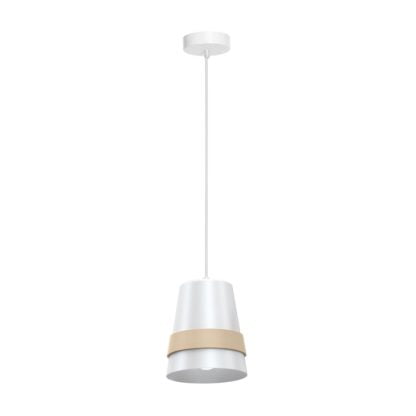 Lampa wisząca VENEZIA WHITE MILAGRO styl skandynawski minimalistyczny metal drewno biały MLP5437