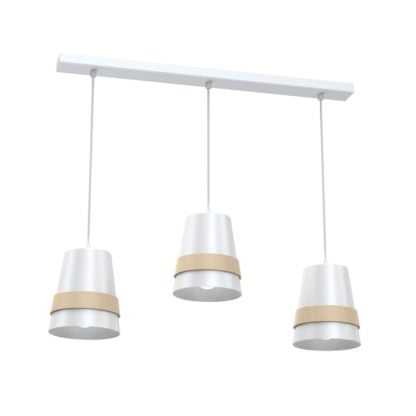 Lampa wisząca VENEZIA WHITE MILAGRO styl skandynawski minimalistyczny metal drewno biały MLP5438