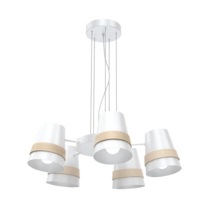 Lampa wisząca VENEZIA WHITE MILAGRO styl skandynawski minimalistyczny metal drewno biały MLP5444