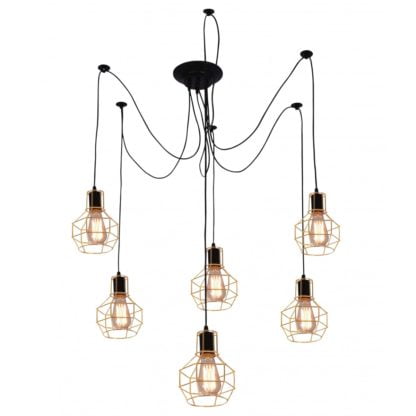 Lampa wisząca VERIN CANDELLUX styl nowoczesny 6X60 stal lakierowana czarny 36-43092