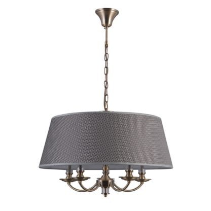 Lampa wisząca Zanobi ITALUX styl nowoczesny antyczny brązowy stal szkło tkanina PND-43272-5A