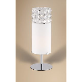 Lampka nocna ROYAL Maxlight styl glamour kryształ metal szkło biały chrom srebrny T0314-01A