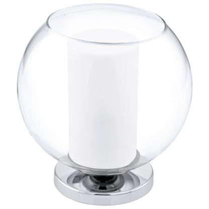Lampka stołowa BOLSANO 1 Eglo styl nowoczesny stal nierdzewna szkło satynowane chrom biały przeźroczysty 92763
