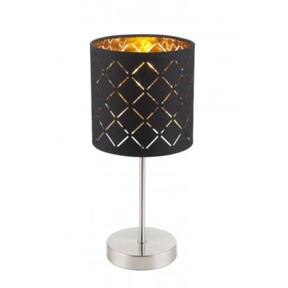 Lampka stołowa CLARKE Globo styl nowoczesny tkanina metal czarny złoty 15229T