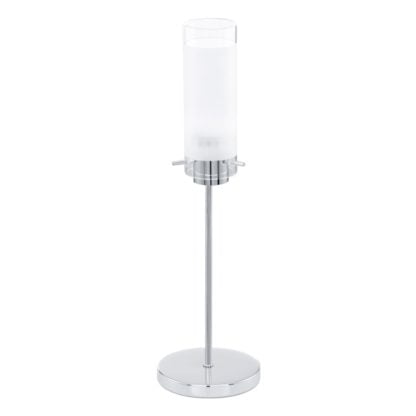 Lampka stołowa LED AGGIUS 1 Eglo styl nowoczesny stal nierdzewna szkło satynowane chrom biały przeźroczysty 91548