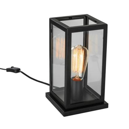 Lampka stołowa Laverno Italux styl industrialny metal szkło czarny MT-202621-1-B