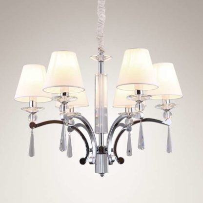 Żyrandol LISBONA Maxlight styl glamour kryształ metal tkanina szkło chrom biały P0106